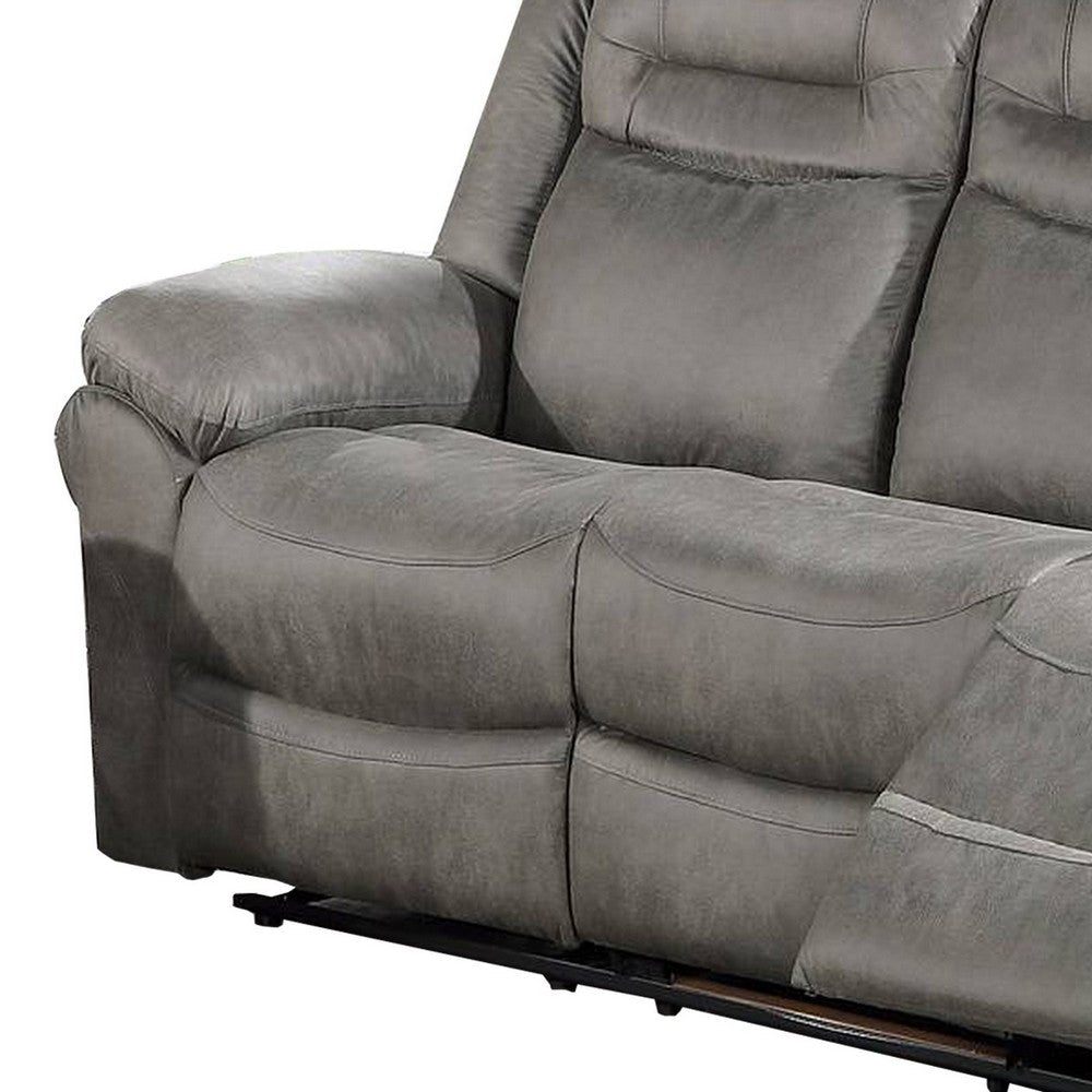 Betty 86 Inch Manual Reclining Sofa Pull Tab Footrest Mechanism Gray By Casagear Home BM299120