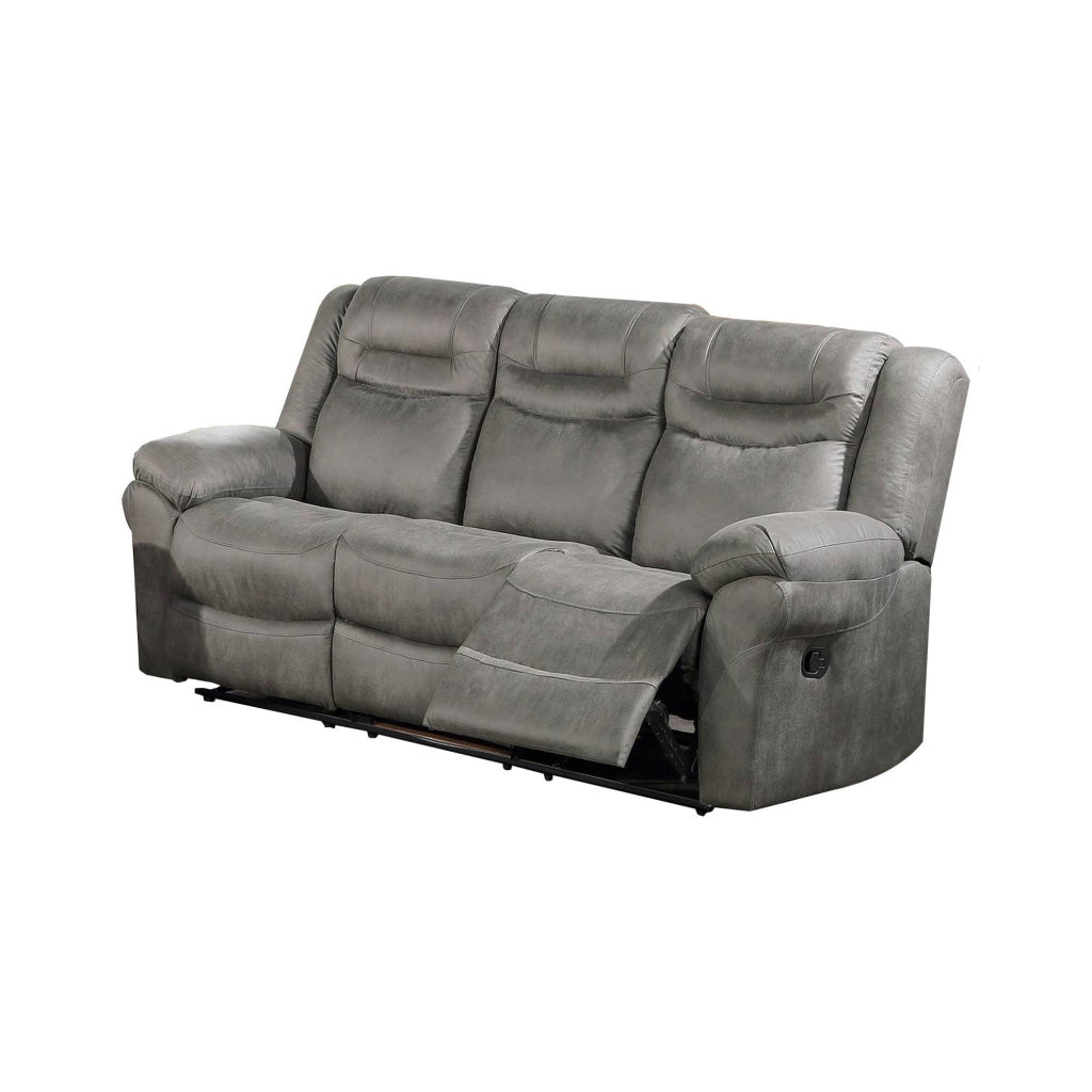 Betty 86 Inch Manual Reclining Sofa Pull Tab Footrest Mechanism Gray By Casagear Home BM299120