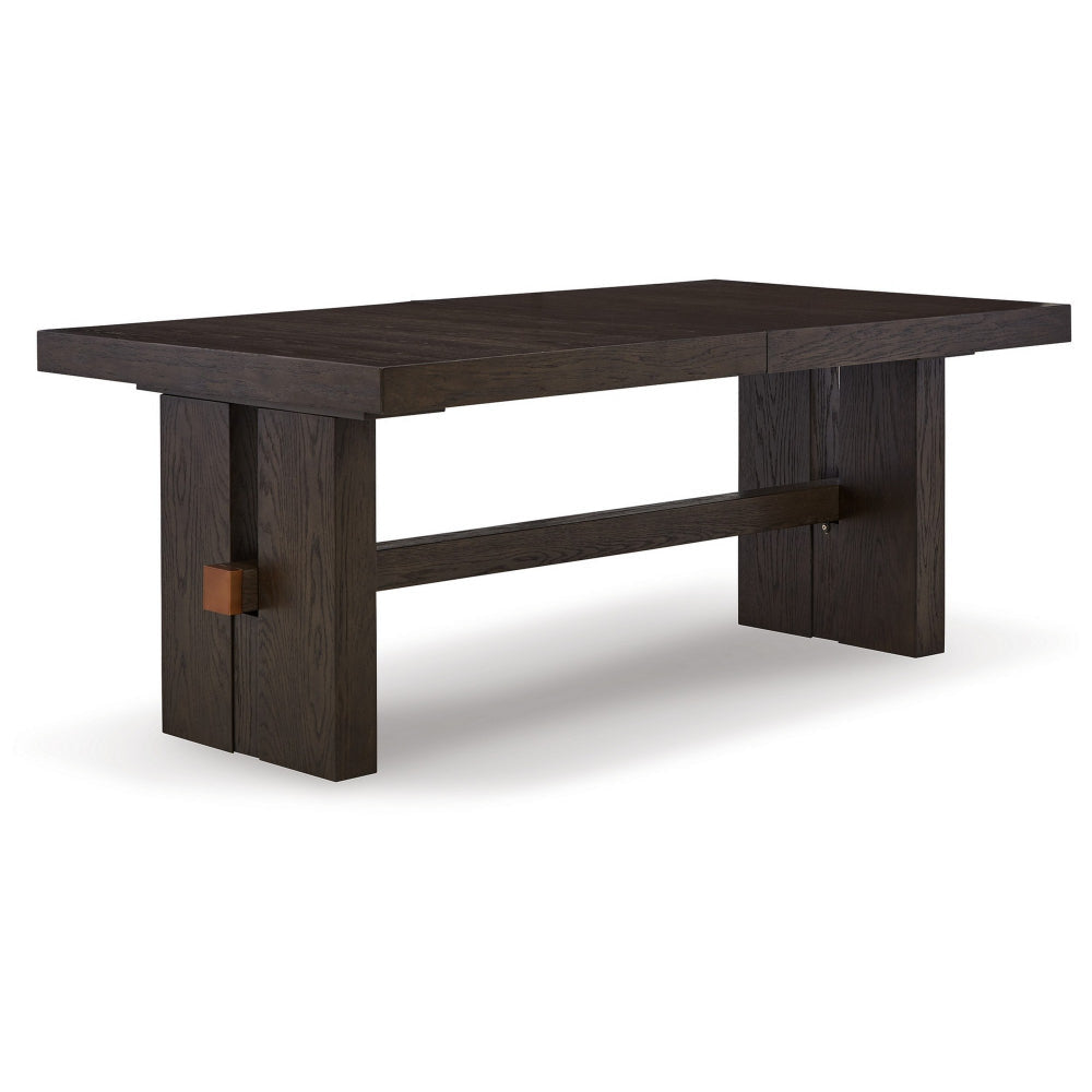 72-90 Inch Extendable Rectangular Dining Table Pedestal Base Brown Wood By Casagear Home BM299153