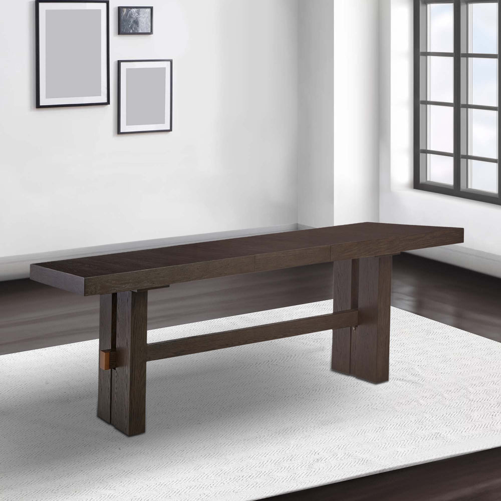 72-90 Inch Extendable Rectangular Dining Table Pedestal Base Brown Wood By Casagear Home BM299153