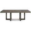 90 Inch Rectangular Dining Table Gray Wood Geometric Double Pedestal Base By Casagear Home BM299156