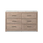 59 Inch Modern Wide Dresser Light Brown Wood 6 Drawers Linear Handles By Casagear Home BM299162