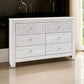 61 Inch Modern Wide Dresser Whitewashed Wood 6 Drawers Medallion Details By Casagear Home BM299165