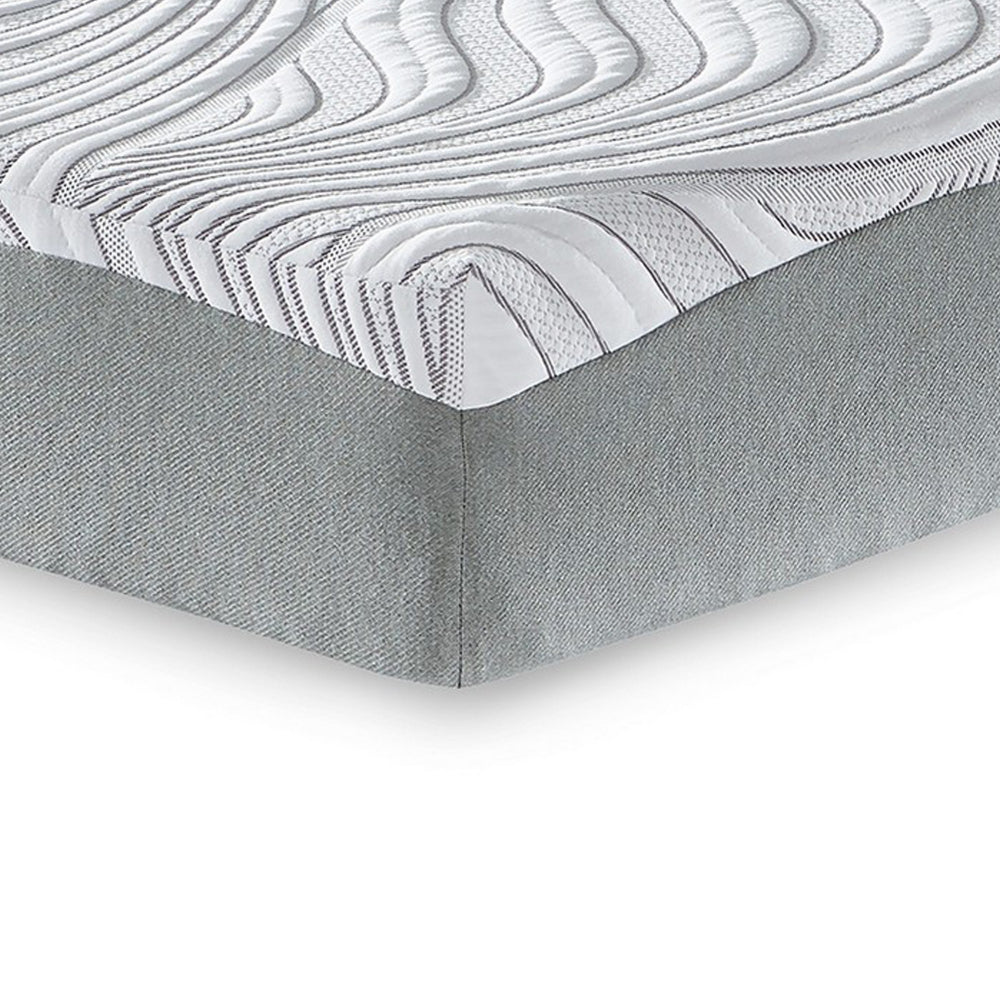 10 Inch Memory Foam Queen Mattress White and Gray Stretch Knit Cover By Casagear Home BM299168