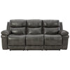 88 Inch Power Reclining Gray Leather Match Sofa Pillow Armrests USB Port By Casagear Home BM299173