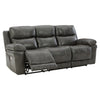 88 Inch Power Reclining Gray Leather Match Sofa, Pillow Armrests, USB Port By Casagear Home