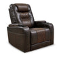 35 Inch Dual Power Recliner, Brown Vegan Faux Leather, Polyester, USB Port By Casagear Home