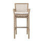 Zev 31 Inch Outdoor Bar Stool Chair Rope Woven Ivory Olefin Fabric Seat By Casagear Home BM299274