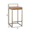 Wes 26 Inch Counter Height Stool Iron Frame Light Brown Top Grain Leather By Casagear Home BM299276