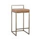 Wes 26 Inch Counter Height Stool Iron Frame Light Brown Top Grain Leather By Casagear Home BM299276