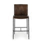 Iva 27 Inch Counter Stool Chair Rolled Back Iron Dark Brown Leather By Casagear Home BM299280