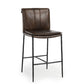 Iva 27 Inch Counter Stool Chair Rolled Back Iron Dark Brown Leather By Casagear Home BM299280