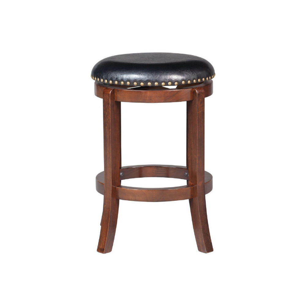 Ovi 24 Swivel Counter Stool Nailhead Trim Walnut Brown By Casagear Home BM299366