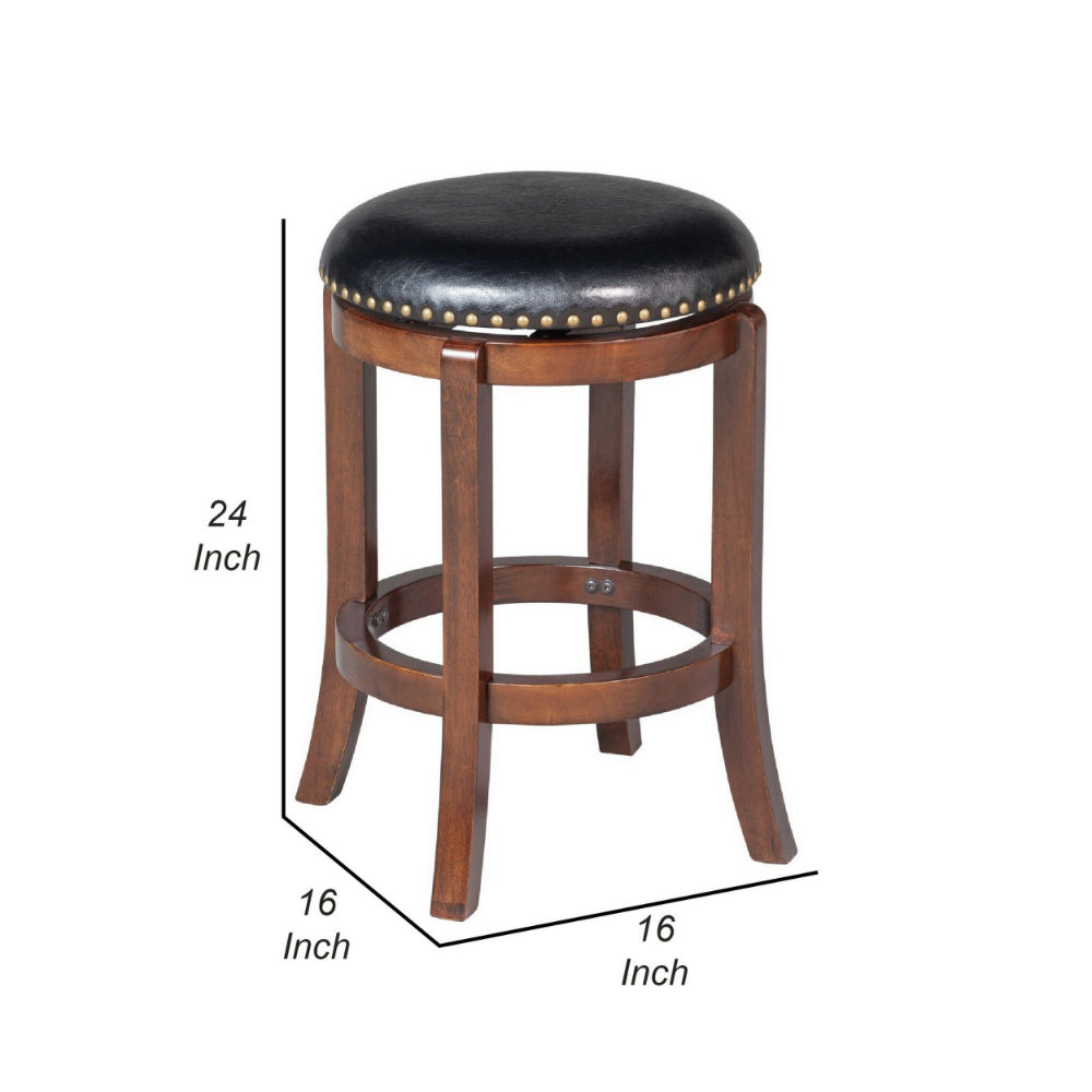 Ovi 24 Swivel Counter Stool Nailhead Trim Walnut Brown By Casagear Home BM299366