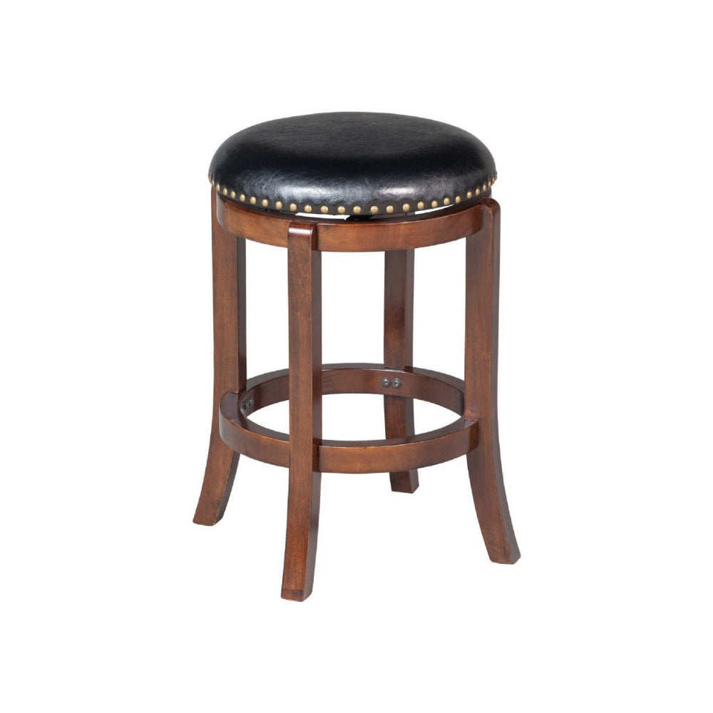 Ovi 24 Swivel Counter Stool Nailhead Trim Walnut Brown By Casagear Home BM299366