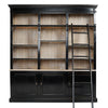 89 Inch Bookcase with Sliding Ladder, 3 Doors, 4 Adjustable Shelves, Black By Casagear Home