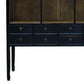 91 Inch Storage Cabinet 3 Black Framed Shelves 8 Drawers with Metal Knobs By Casagear Home BM299503