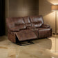 Heli 79 Inch Power Reclining Loveseat Pull Tab Footrest USB Port Brown By Casagear Home BM299600