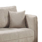 Hak 76 Inch Sofa with Rounded Curved Arms Biscuit Tufting Wood Legs Taupe By Casagear Home BM299623