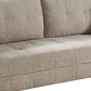 Hak 76 Inch Sofa with Rounded Curved Arms Biscuit Tufting Wood Legs Taupe By Casagear Home BM299623