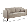 Hak 76 Inch Sofa with Rounded Curved Arms Biscuit Tufting Wood Legs Taupe By Casagear Home BM299623