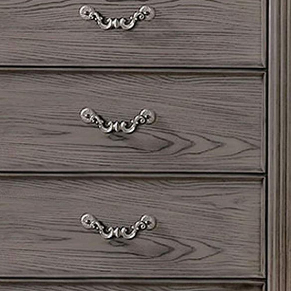 Akia 53 Inch 5 Drawer Tall Dresser Chest Round Metal Knobs Smooth Gray By Casagear Home BM299935