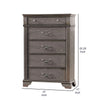 Akia 53 Inch 5 Drawer Tall Dresser Chest Round Metal Knobs Smooth Gray By Casagear Home BM299935