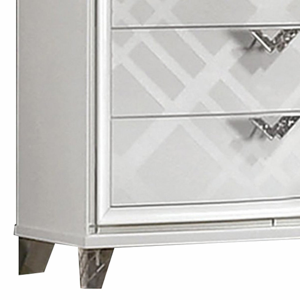 Beli 54 Inch 5 Drawer Tall Dresser Chest Carved Acrylic Feet Crisp White By Casagear Home BM299941