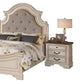 Lupe King Size Bed Gray Upholstered Scalloped Frame Antique White Finish By Casagear Home BM300171