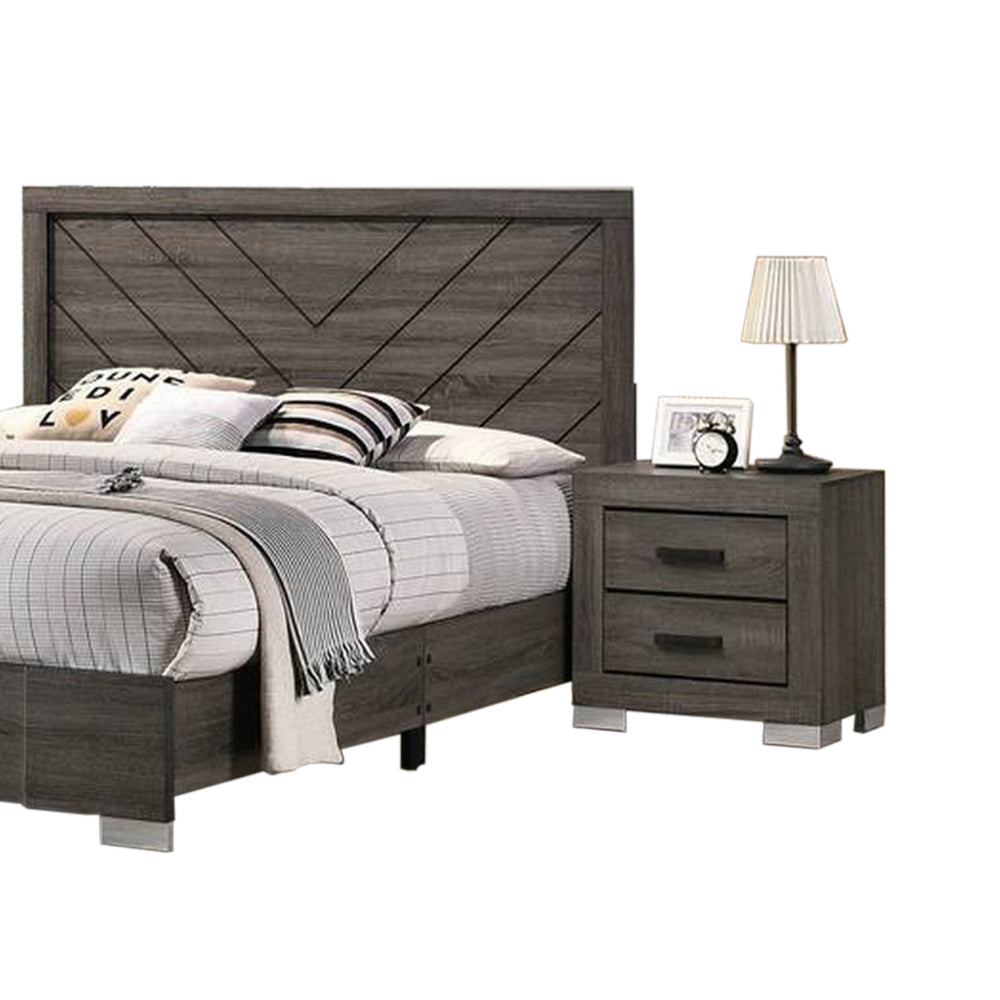 Lola Classic King Size Bed Wood Grain Strong Block Legs Taupe Brown By Casagear Home BM300205