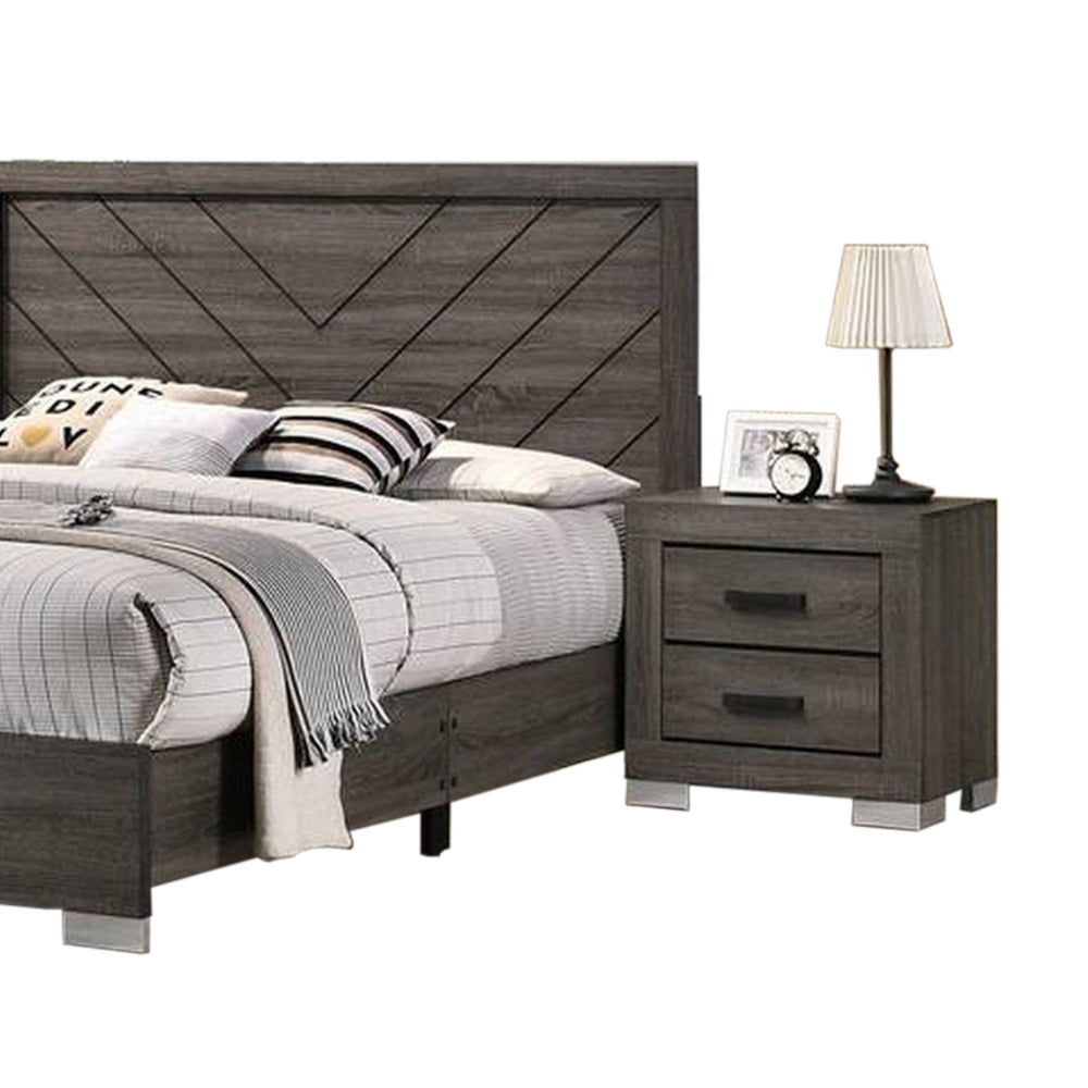 Lola Classic Queen Size Bed Wood Grain Strong Block Legs Taupe Brown By Casagear Home BM300206