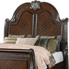 Qoz Wood Queen Size Bed with Carved Trim Scalloped Headboard Brown By Casagear Home BM300209