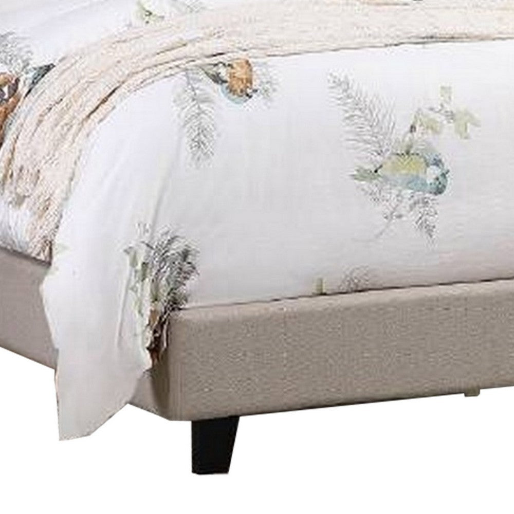 Eni Upholstered King Size Bed Tufted Adjustable Headboard Taupe Fabric By Casagear Home BM300226