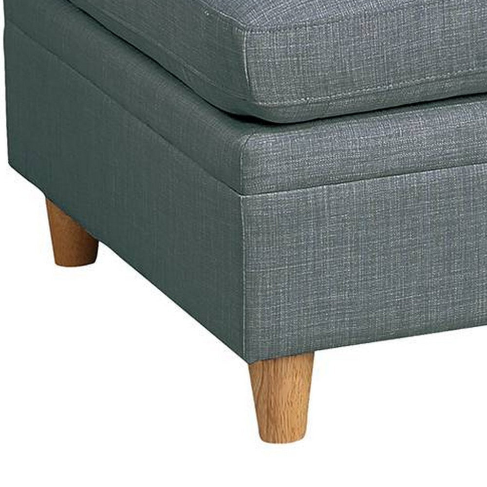 37 Inch Ottoman Padded Square Seat Smooth Steel Gray Dorris Fabric By Casagear Home BM300270