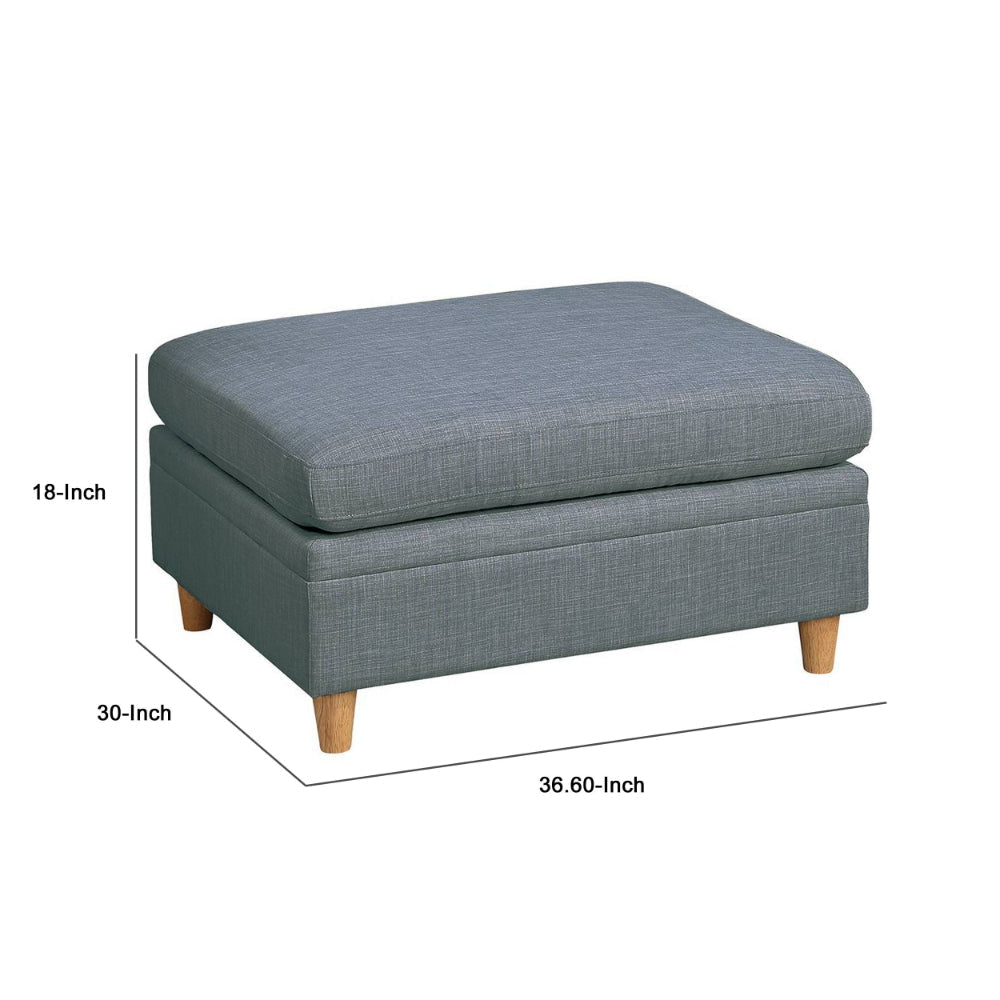 37 Inch Ottoman Padded Square Seat Smooth Steel Gray Dorris Fabric By Casagear Home BM300270