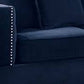 Mina 58 Inch One Arm Reversible Chaise 2 Pillows Nailhead Trim Indigo By Casagear Home BM300274