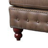 Simi 34 Inch Square Ottoman Handcrafted Legs Brown Vegan Faux Leather By Casagear Home BM300277