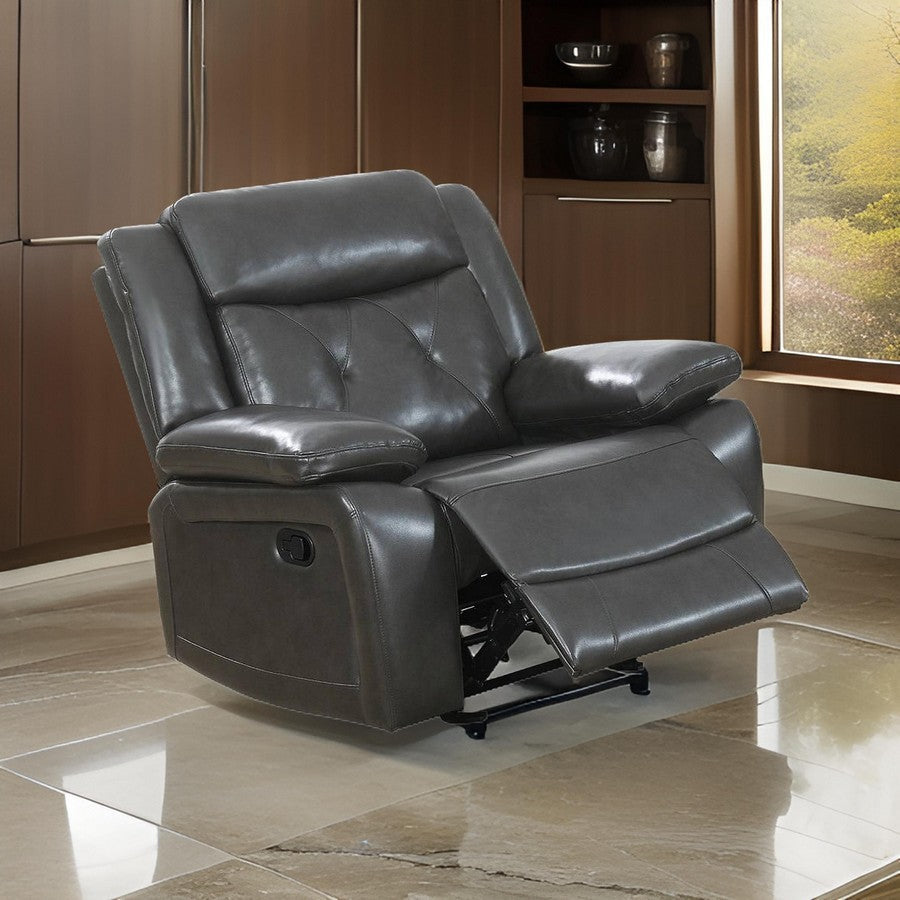 Nuna 40 Inch Power Recliner Chair with Manual Pull Tab Taupe Faux Leather By Casagear Home BM300312