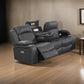 Seda 80 Inch Power Reclining Sofa USB Port Charcoal Vegan Faux Leather By Casagear Home BM300318