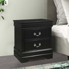 Ryla 24 Inch Nightstand 2 Drawers Solid Wood Metal Drop Handles Black By Casagear Home BM300570