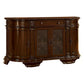 66 Inch Traditional Buffet Server, Glass Cabinet, Side Cabinets, Brown By Casagear Home