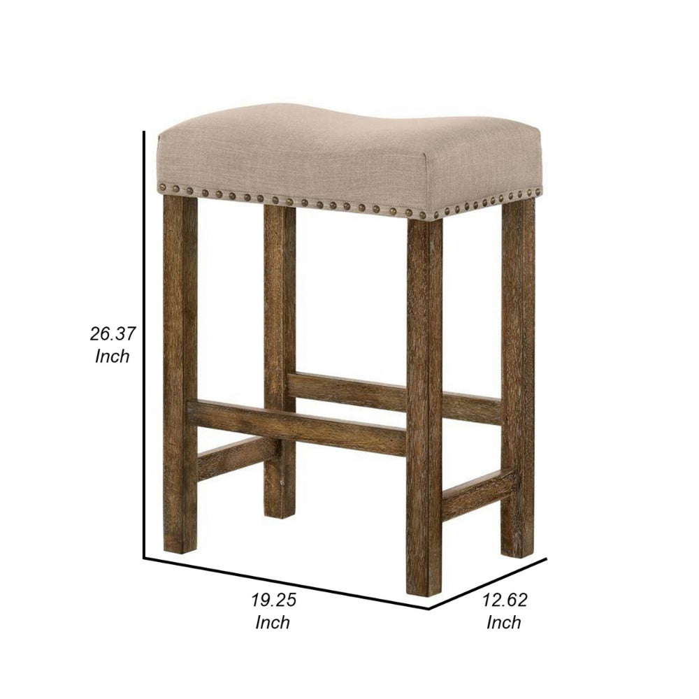 Sera 26 Counter Height Stool Set of 2 Brown Wood Beige By Casagear Home BM300640