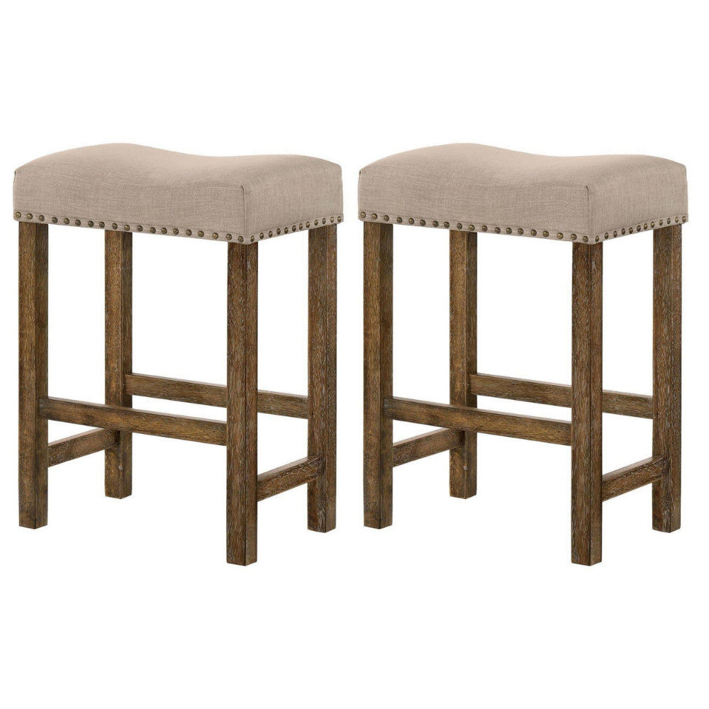 Sera 26 Counter Height Stool Set of 2 Brown Wood Beige By Casagear Home BM300640