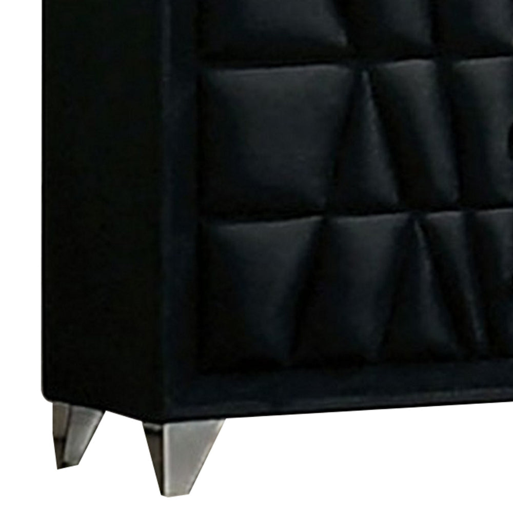 Ino 49 Inch Tall Dresser Chest Velvet Upholstery Art Deco Style Black By Casagear Home BM300691