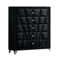 Ino 49 Inch Tall Dresser Chest, Velvet Upholstery, Art Deco Style, Black By Casagear Home