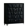 Ino 49 Inch Tall Dresser Chest, Velvet Upholstery, Art Deco Style, Black By Casagear Home