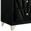 Ino 28 Inch Modern Nightstand Velvet Upholstery Art Deco Style Black By Casagear Home BM300693