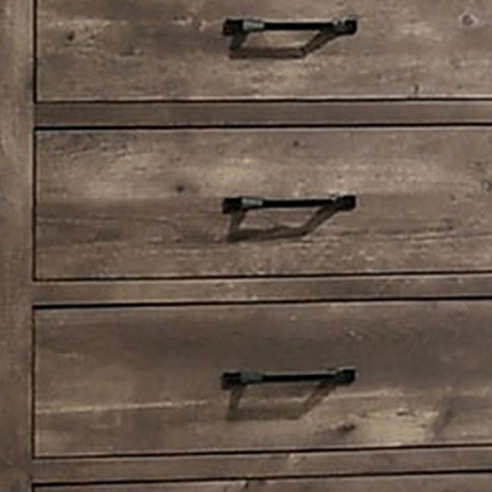 Fiza 52 Inch Tall Dresser Chest 5 Gliding Drawers Rustic Gray Solid Wood By Casagear Home BM300699