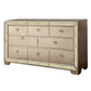 Leena 68 Inch Wide Dresser, Mirror Trim, 8 Gliding Drawers, Champagne Gold By Casagear Home