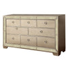 Leena 68 Inch Wide Dresser, Mirror Trim, 8 Gliding Drawers, Champagne Gold By Casagear Home